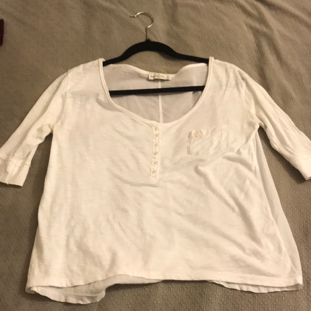 White 1/2 sleeve henley